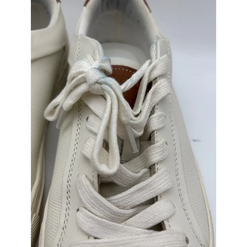 Steve Madden Finneas Men's Leather Sneakers Size 7.5 White Cream Brown Low Top